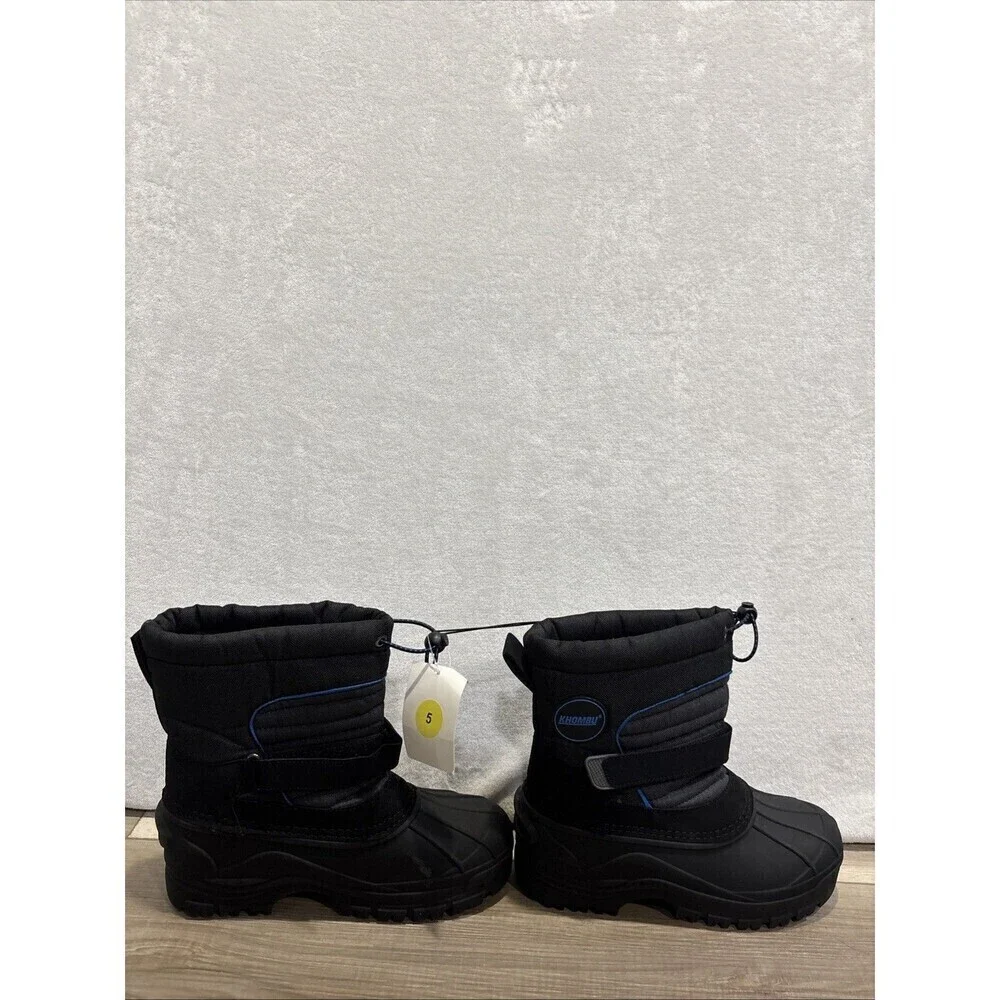 Khombu Men's Size 5M Black/Blue Peter Winter Snow Boots Waterproof NWT